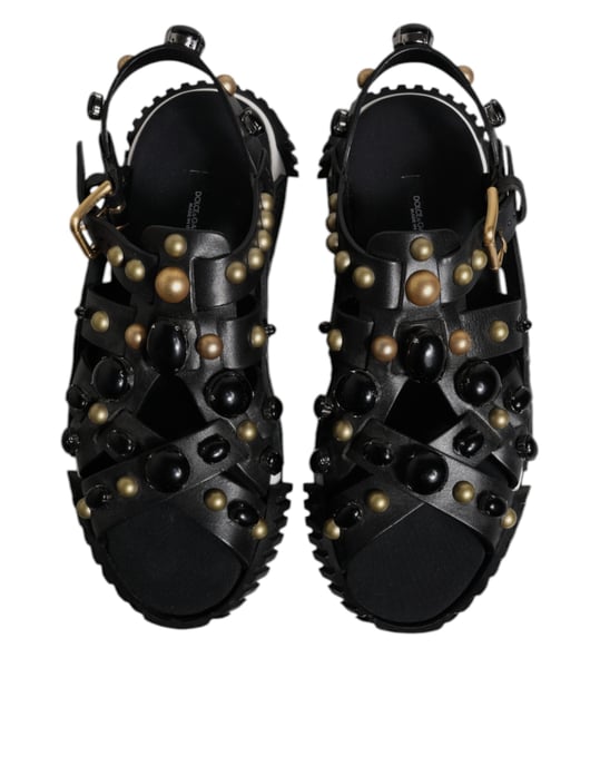 Sandalias de Cuero Negras con Estrellas de Dolce & Gabbana - Image 3