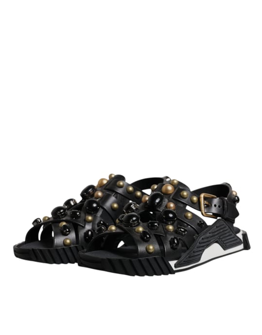 Sandalias de Cuero Negras con Estrellas de Dolce & Gabbana - Image 4