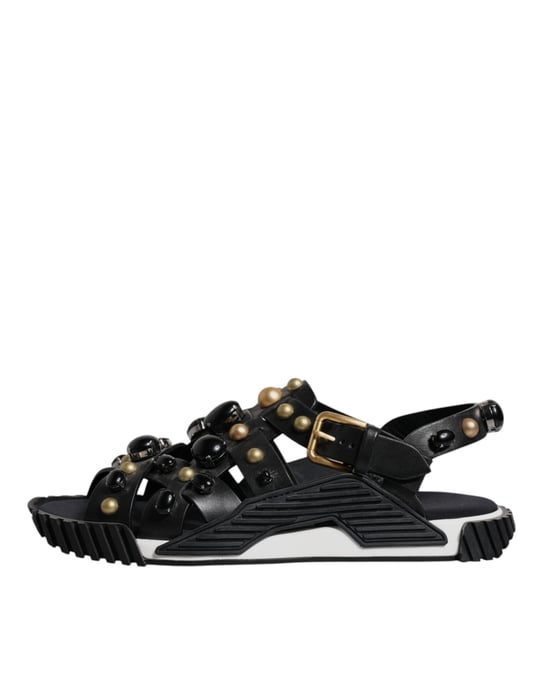 Sandalias de Cuero Negras con Estrellas de Dolce & Gabbana - Image 6
