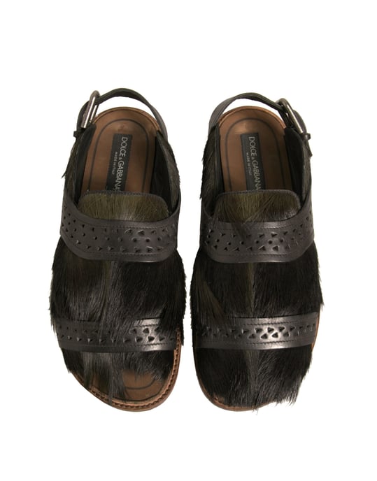 Sandalias Planas de Cuero Verde Gazelle de Dolce & Gabbana - Image 3