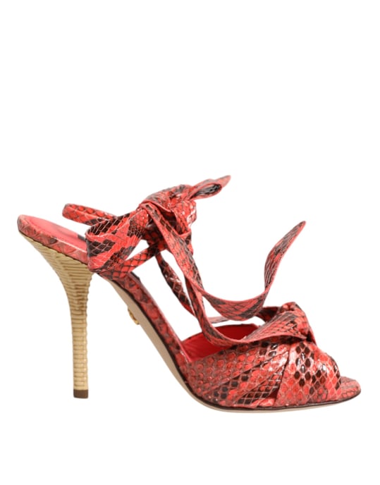Sandalias de Piel de Pitón Coral de Dolce & Gabbana - Image 1