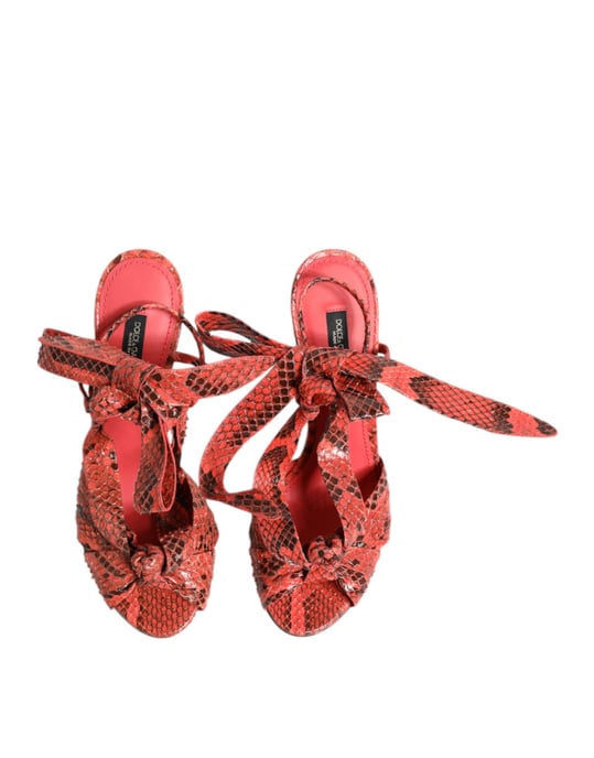 Sandalias de Piel de Pitón Coral de Dolce & Gabbana - Image 3