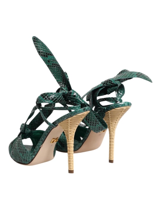 Zapatos Sandalias de Tacón de Cuero Verde Python de Dolce & Gabbana - Image 5