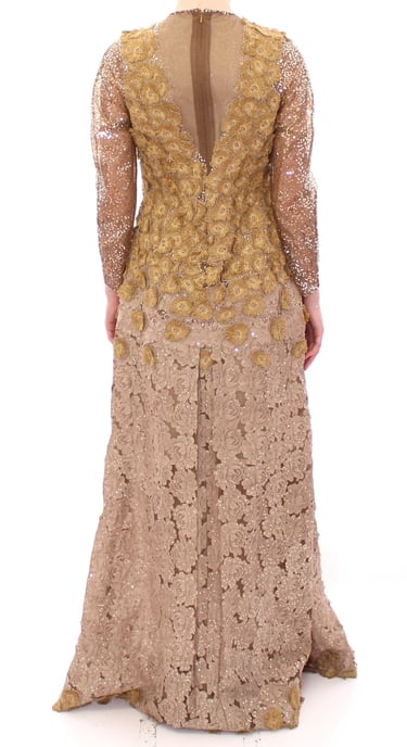 Vestido Maximidi de Encaje Largo con Cristales GOLD de Lanre Da Silva Ajayi - Image 3