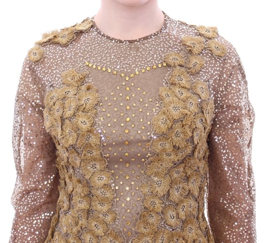 Vestido Maximidi de Encaje Largo con Cristales GOLD de Lanre Da Silva Ajayi - Image 4