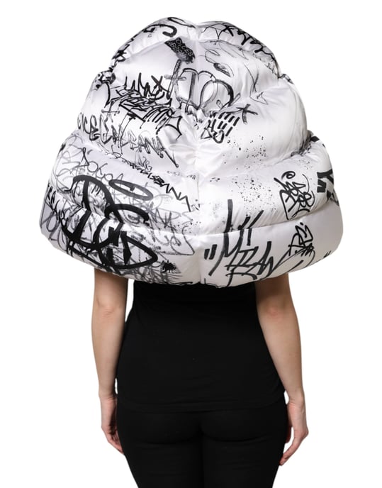 Gorro acolchado con capucha impresa de poliéster blanco Dolce & Gabbana - Image 4