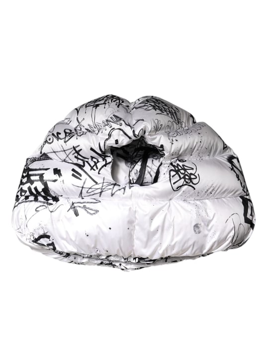 Gorro acolchado con capucha impresa de poliéster blanco Dolce & Gabbana - Image 6