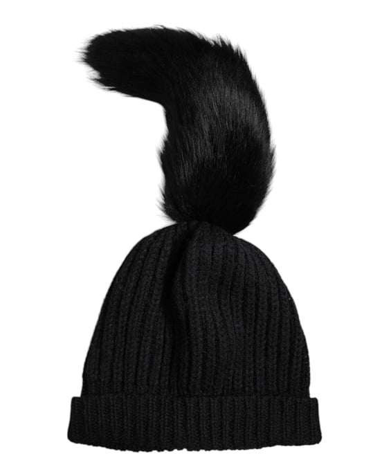 Gorro de invierno de piel sintética negra de punto de Dolce & Gabbana - Image 2