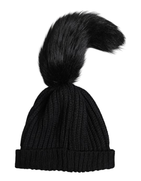 Gorro de invierno de piel sintética negra de punto de Dolce & Gabbana - Image 4