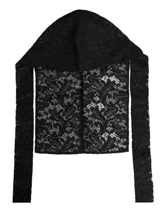 Sombrero de Cabeza Completa de Encaje Floral Negro Dolce & Gabbana - Image 2