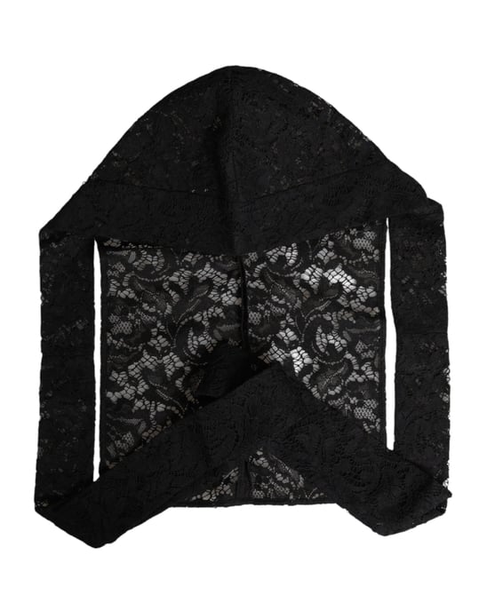 Sombrero de Cabeza Completa de Encaje Floral Negro Dolce & Gabbana - Image 4