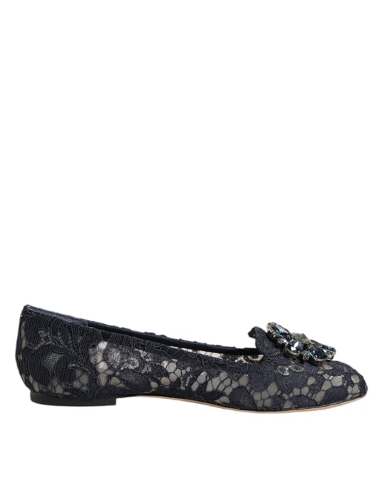 Zapatos Planos de Encaje con Cristales Dolce & Gabbana Taormina Azul - Image 1