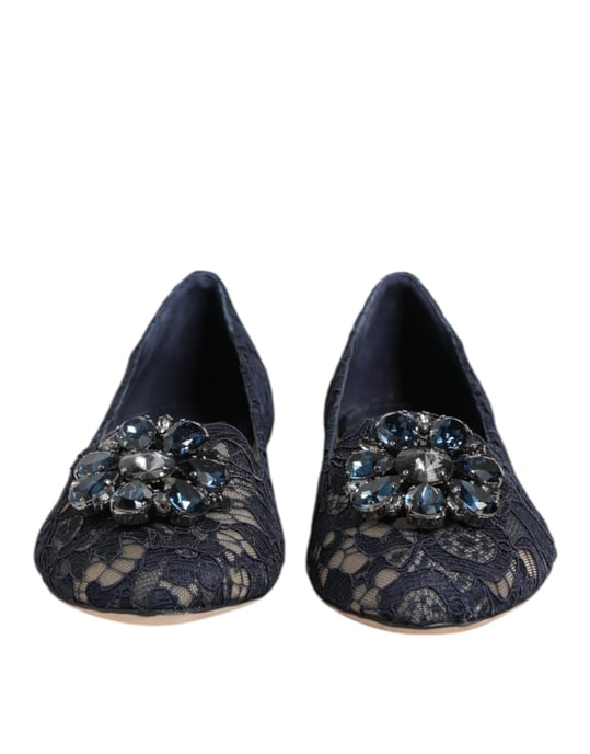 Zapatos Planos de Encaje con Cristales Dolce & Gabbana Taormina Azul - Image 2