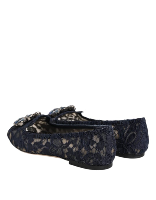 Zapatos Planos de Encaje con Cristales Dolce & Gabbana Taormina Azul - Image 5