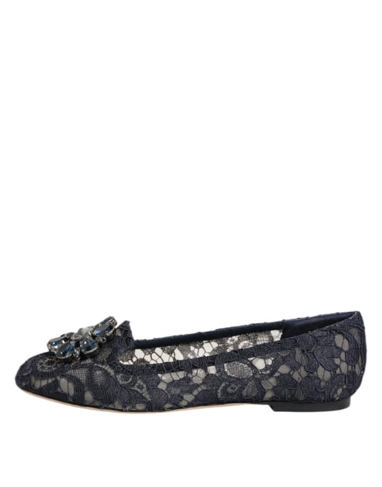 Zapatos Planos de Encaje con Cristales Dolce & Gabbana Taormina Azul - Image 6