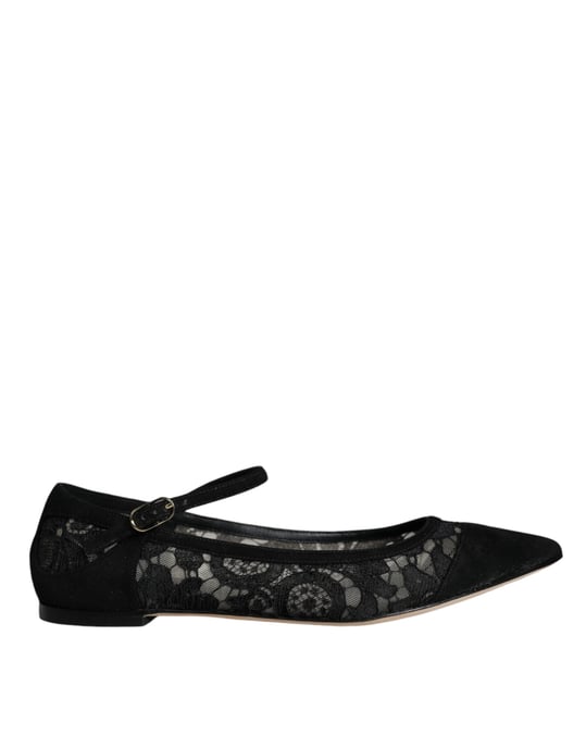 Zapatos Planos Bellucci de Encaje Negro Taormina de Dolce & Gabbana - Image 1