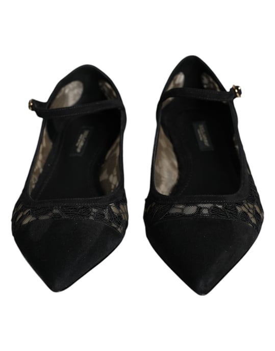 Zapatos Planos Bellucci de Encaje Negro Taormina de Dolce & Gabbana - Image 2
