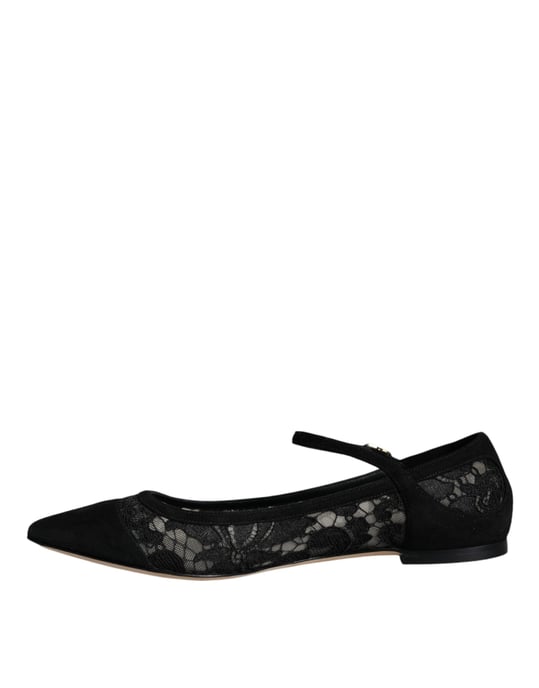 Zapatos Planos Bellucci de Encaje Negro Taormina de Dolce & Gabbana - Image 4