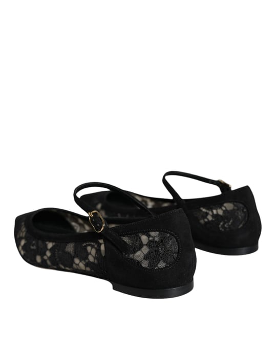 Zapatos Planos Bellucci de Encaje Negro Taormina de Dolce & Gabbana - Image 5