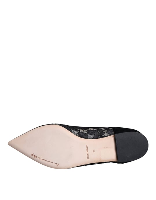 Zapatos Planos Bellucci de Encaje Negro Taormina de Dolce & Gabbana - Image 6