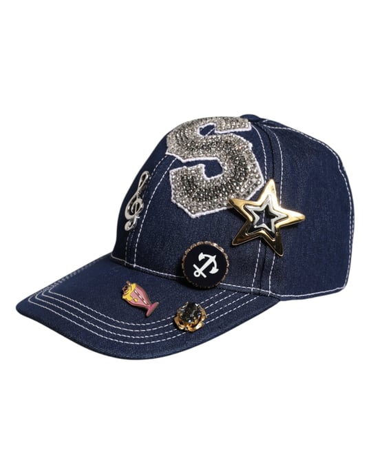 Gorra de béisbol con embellishments de cristal azul de Dolce & Gabbana - Image 3