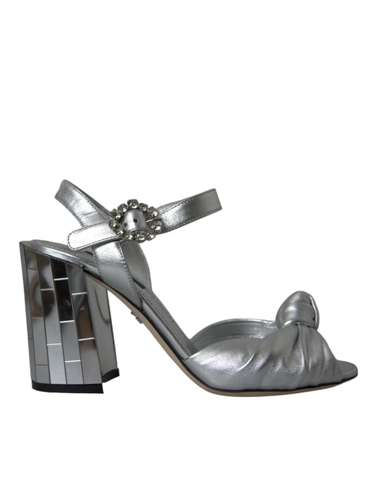 Sandalias de tacón de piel de cordero plateada de Dolce & Gabbana - Image 1