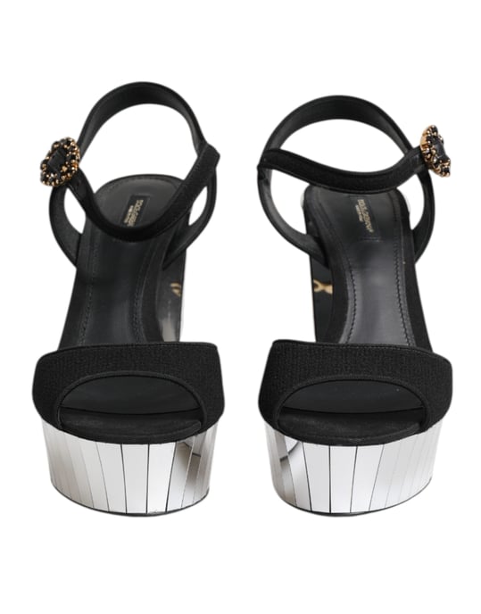 Zapatos Sandalias Keira con Tira al Tobillo de Cristal Negro de Dolce & Gabbana - Image 2