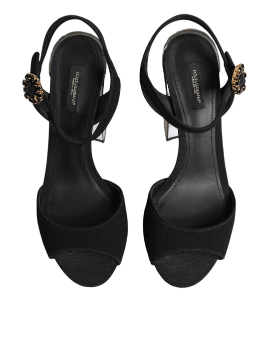 Zapatos Sandalias Keira con Tira al Tobillo de Cristal Negro de Dolce & Gabbana - Image 3