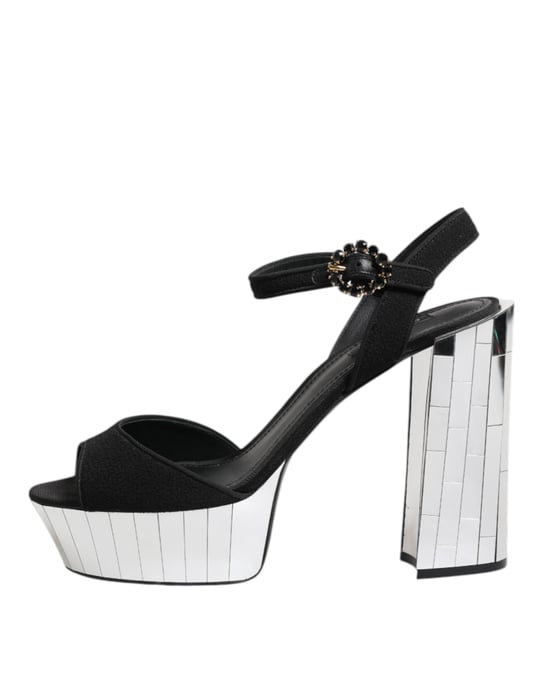 Zapatos Sandalias Keira con Tira al Tobillo de Cristal Negro de Dolce & Gabbana - Image 6