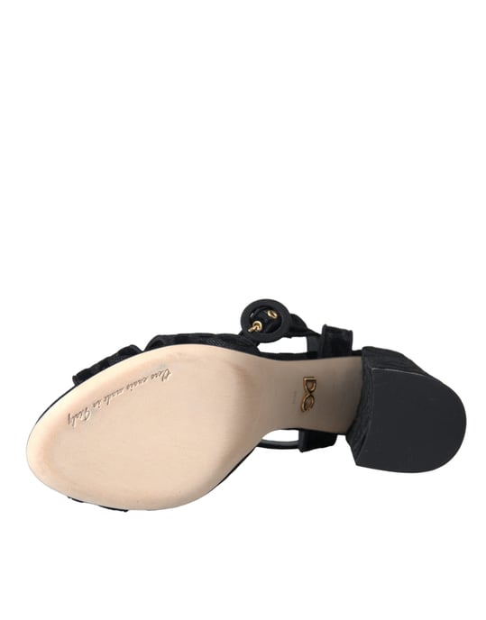 Sandalias de Tacón de Ante Negro Leopardo de Dolce & Gabbana - Image 5