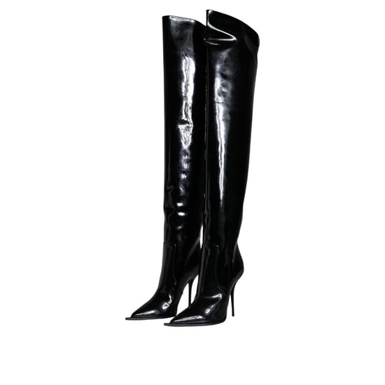 Dolce & Gabbana Botas de Cuero Negras Hasta La Rodilla - Image 2