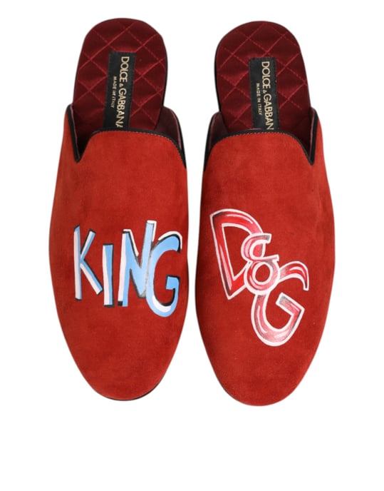 Zapatillas de Casa DG King para Hombre en Ante Rojo de Dolce & Gabbana - Image 4