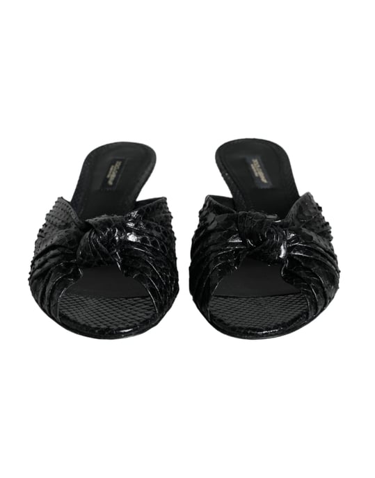 Sandalias de tacón de cuero negro Dolce & Gabbana - Image 2
