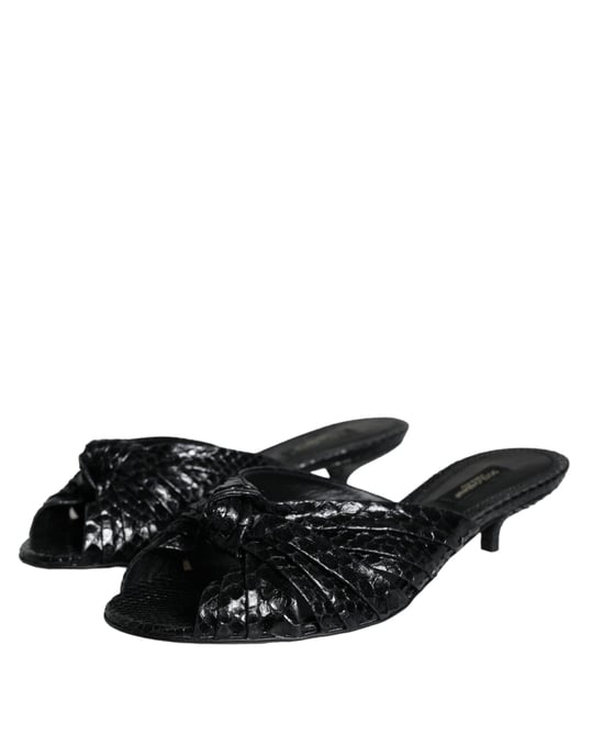 Sandalias de tacón de cuero negro Dolce & Gabbana - Image 3