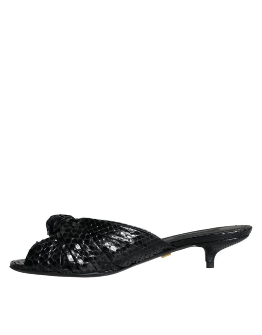 Sandalias de tacón de cuero negro Dolce & Gabbana - Image 4