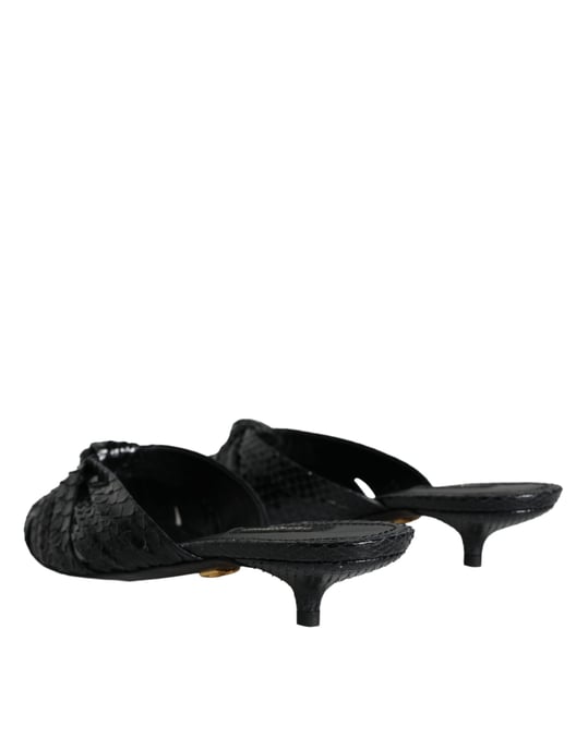 Sandalias de tacón de cuero negro Dolce & Gabbana - Image 5