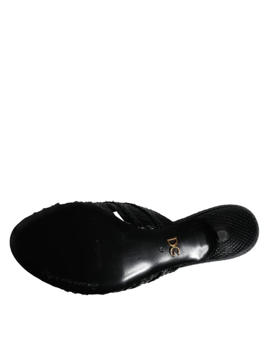 Sandalias de tacón de cuero negro Dolce & Gabbana - Image 6