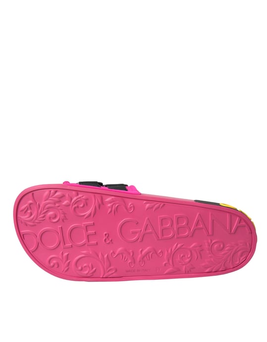 Sandalias Planas de Playa con Logo Rosa y Negro de Dolce & Gabbana - Image 6