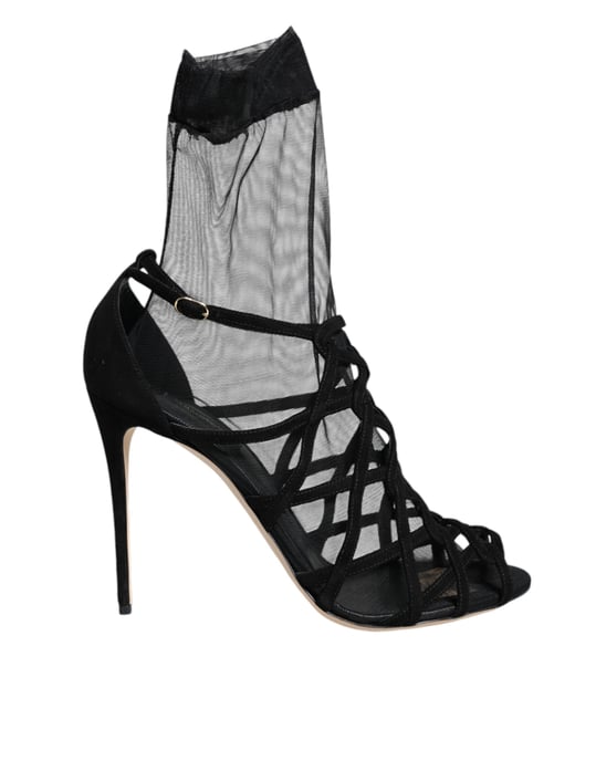 Sandalias de tacón elástico de tul negro Dolce & Gabbana - Image 1