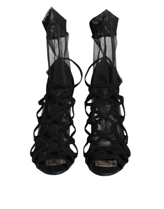 Sandalias de tacón elástico de tul negro Dolce & Gabbana - Image 2