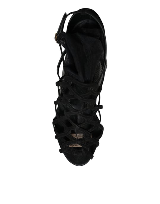 Sandalias de tacón elástico de tul negro Dolce & Gabbana - Image 6