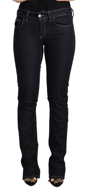 Jeans de mezclilla skinny de algodón negro con stretch y cintura baja GF Ferre - Image 1