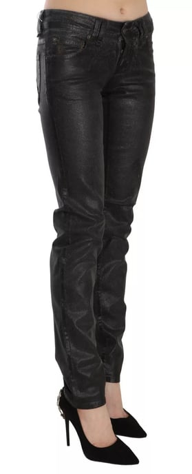 Pantalones de mezclilla de pierna regular de cintura baja lavado negro John Galliano - Image 3