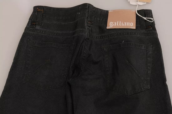 Pantalones de mezclilla de pierna regular de cintura baja lavado negro John Galliano - Image 4