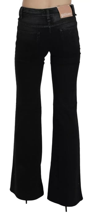 Pantalones de mezclilla casuales de cintura alta acampanados de denim negro lavado John Galliano - Image 3
