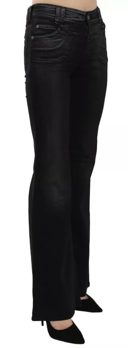 Pantalones de mezclilla casuales de cintura alta acampanados de denim negro lavado John Galliano - Image 5