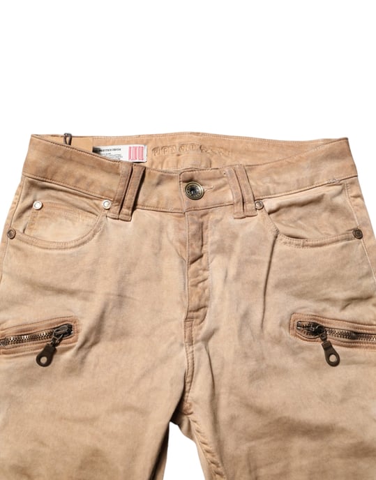 Jeans de mezclilla ajustados de algodón marrón de cintura media PLEIN SUD - Image 4