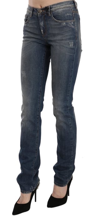 Pantalones de mezclilla casuales de corte acampanado azul desgastados Ermanno Scervino - Image 2