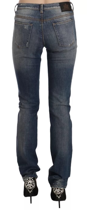 Pantalones de mezclilla casuales de corte acampanado azul desgastados Ermanno Scervino - Image 3