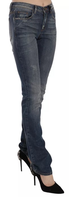 Pantalones de mezclilla casuales de corte acampanado azul desgastados Ermanno Scervino - Image 4